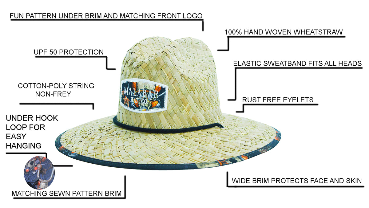 Diver Sun Hat Straw Hat For Beach, Boating, Fishing, Walking, or Hangi – Malabar  Hat Company
