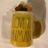 Rae Dunn Love Is Human Yellow Mug Valentine's Day Gift