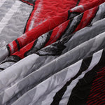 Virah Bella 3 Piece King Cabin Quilt Bedding Set - Farm Life - Red & Black Plaid - Rustic Country Reversible Patchwork Comforter Set with Decorative Pillow Shams