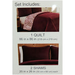 VCNY Home Reversible Paisley Elizabeth 3-Piece Quilt Set Full/Queen - Burgundy