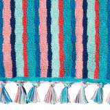 The Pioneer Woman Cotton Bath Towel Dotted Stripe Teal 27in x 52in, Set of 2