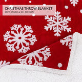 Red & White Snowflake 60x80 Christmas Blanket Sherpa Throw - Soft, Cozy, Warm - Perfect for Holiday Clearance - Winter Decorations for Home