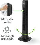 HOLMES 36" Smart WI-FI Connected Tower Fan, Alexa Fan, Voice Control, Oscillation, Digital Control Panel, Remote Control, 3 Speed Settings, 3 Modes, 15-Hour Auto-Shut Off Timer, Black Finish