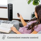 HOLMES 36" Smart WI-FI Connected Tower Fan, Alexa Fan, Voice Control, Oscillation, Digital Control Panel, Remote Control, 3 Speed Settings, 3 Modes, 15-Hour Auto-Shut Off Timer, Black Finish