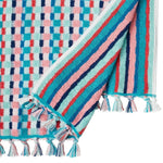 The Pioneer Woman Cotton Bath Towel Dotted Stripe Teal 27in x 52in, Set of 2