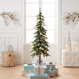 5' Pre-Lit LED Downswept Alpine Balsam Artificial Christmas Tree Warm White Dew Drop Lights