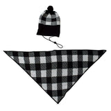 Vibrant Life Pet Beanie Hat and Bandana Set for Dogs and Cats Plaid Sweater Knit