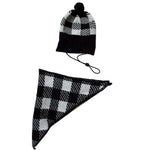 Vibrant Life Pet Beanie Hat and Bandana Set for Dogs and Cats Plaid Sweater Knit