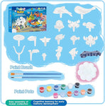 KC Republic Ocean Reef Sea Creatures 37pcs Water Washable Painting & Building Toy Set, Children's Activity Art Kit, Paint Your Own Buildable Ocean Reef Toy with Free Bubbles Wand Gift