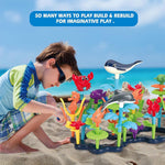 KC Republic Ocean Reef 37 Pcs Water Washable Painting & Building Toy Set for Toddlers and Kids Age 3+, Build and Paint with Water Washable Paints and Brushes, Perfect for Imaginative and Creative Play Stem Toy