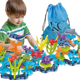 KC Republic Ocean Reef 37 Pcs Water Washable Painting & Building Toy Set for Toddlers and Kids Age 3+, Build and Paint with Water Washable Paints and Brushes, Perfect for Imaginative and Creative Play Stem Toy