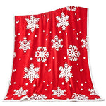 Red & White Snowflake 60x80 Christmas Blanket Sherpa Throw - Soft, Cozy, Warm - Perfect for Holiday Clearance - Winter Decorations for Home