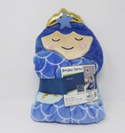 Mermaid Hooded Throw Blanket Your Zone Kids Blue 40X50 Inches Soft Touch