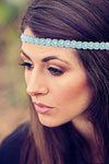 Turquoise Blue Bridesmaid Bridal Wedding Rhinestone Scallop Beaded Headband/Adjustable Elastic Stretch Band/Bridesmaid Hair Style Guide