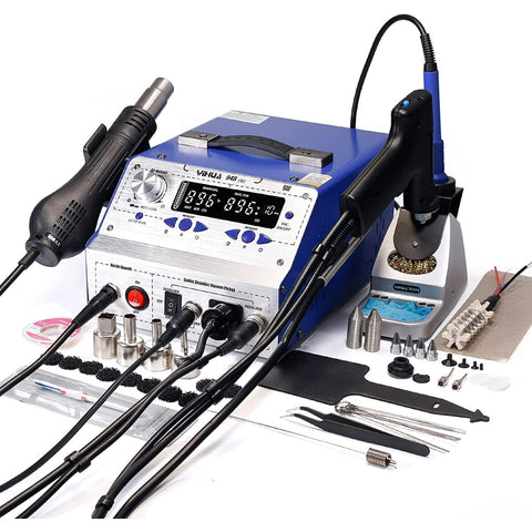 YIHUA 948-II 4 in 1 Hot Air Rework Soldering Iron and Desoldering Suction Tin Gun Station with Suction Pick Up Pen F / C