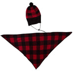 Vibrant Life Pet Beanie Hat and Bandana Set for Dogs and Cats Plaid Sweater Knit