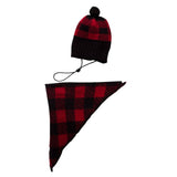 Vibrant Life Pet Beanie Hat and Bandana Set for Dogs and Cats Plaid Sweater Knit