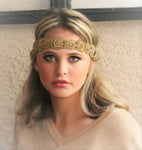 Wedding Headband Headpiece Gold Diamond Rhinestone Adjustable Band to Fit Any Head. Bridesmaid headbands or Bride Headpiece