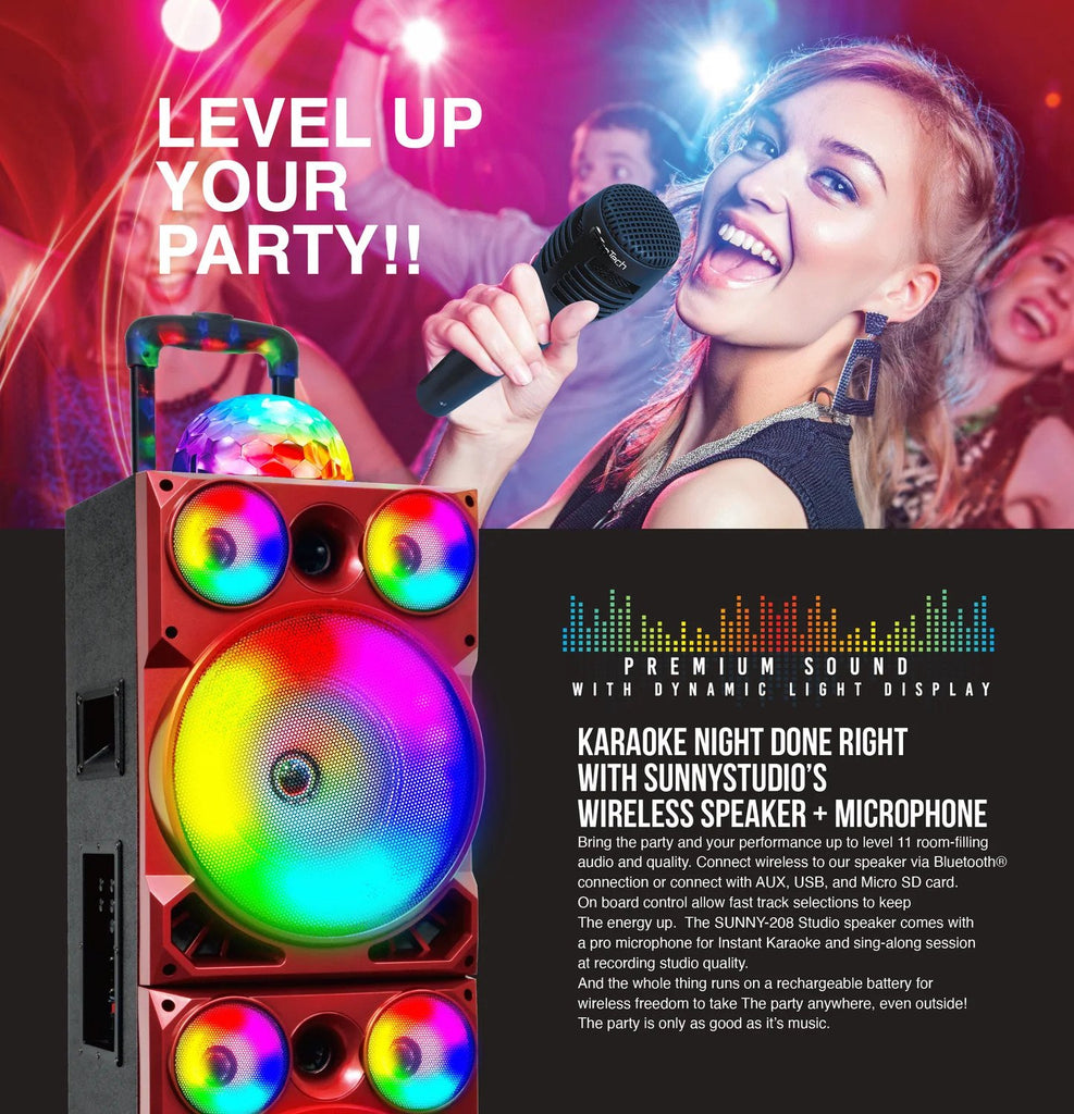 Double 8 Bluetooth Party Speaker LED Lights