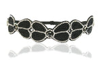 Great Gatsby Headband In Black with Diamond Accent Gatsby Flapper 1920's Rhinestone and Beaded Headband. Adjustable Band to Fit Any Head.