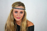 Great Gatsby Headband In Black with Diamond Accent Gatsby Flapper 1920's Rhinestone and Beaded Headband with Ribbon Ties Band