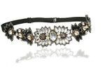 Great Gatsby Headband In Black with Diamond Accent Gatsby Flapper 1920's Rhinestone and Beaded Headband. Adjustable Band to Fit Any Head.