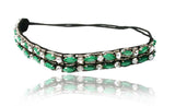 Great Gatsby Headband Emerald Green with Diamonds Gatsby Flapper 1920's Rhinestone and Beaded Headband. Adjustable Band to Fit Any Head.