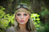 Wedding Headband Headpiece Gold Diamond Rhinestone Adjustable Band to Fit Any Head. Bridesmaid headbands or Bride Headpiece