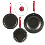 Smart Home 4-Piece Non-Stick Cookware Set in Red