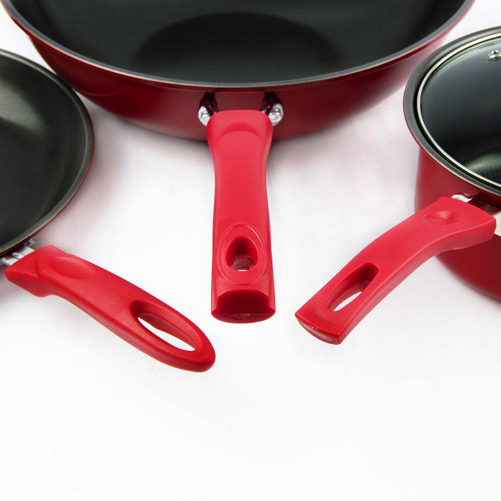 Microhearth Everyday Pan - Nonstick 4-piece Set for Microwave Cooking, Red