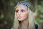 Royal Blue and Silver Rhinestone Headband, Fashion, Rhinestone Headband, Bohemian, Beach, Rhinestones Adjustable Stretch Band