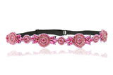 KC Republic Hot Pink Rhinestone Diamond Adjustable Headband Elastic Vintage Bohemian Gatsby