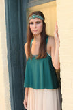 Turquoise Blue and Cream Stone Beaded Headband Elastic Stretch Headwrap with Style Guide 20 Different Ways to Wear