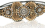 Aztec Gold Rhinestone Beaded Headband and Look Sheet on All the Different Ways to Wear