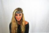 Aztec Gold Rhinestone Beaded Headband and Look Sheet on All the Different Ways to Wear