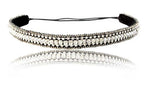 Endless Beauty Bands Wedding Bridal Silver Straight Diamond Headband With Adjustable Strap and Non-Slip Grip Backing