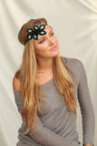 Blue Vintage Flower Gatsby Beaded Headband Elastic Stretch Headwrap with Style Guide 20 Differnt Ways to Wear