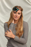 Blue Vintage Flower Gatsby Beaded Headband Elastic Stretch Headwrap with Style Guide 20 Differnt Ways to Wear