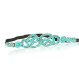 Turquoise Blue Diamond Crystal Headband Rhinestone Elastic Stretch Headband with Style Guide 20 Different Ways to Wear for Graduation