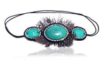 KC Republic Turquoise Stone, Rhinestone, and Rhinestone Headband with Look Sheet on All the Different Ways to Wear | Great Gatsby Inspired