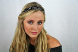 Beautiful Black with Diamond Accent Gatsby Flapper 1920's Rhinestone and Beaded Headband. Adjustable Band to Fit Any Head