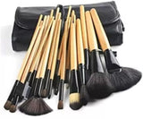 Makeup Brush Set with Wood Handle - 24 Pieces Black