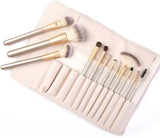 12 Pieces Makeup Brushes Set White With Leather Bag