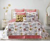 Virah-King Duke Imports, Inc. Quilt Sets WHITE - Sunflower Floral Home Sweet Farm Three-Piece Quilt Set