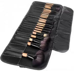 Makeup Brush Set with Wood Handle - 24 Pieces Black