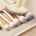 12 Pieces Makeup Brushes Set White With Leather Bag