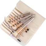 12 Pieces Makeup Brushes Set White With Leather Bag