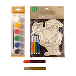 Santa Claus Paintable Wooden Christmas Ornement, Hang on the Christmas Tree, Christmas Fun Coloring Activity with a Free Christmas Gift Bag