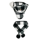 Vibrant Life Pet Beanie Hat and Bandana Set for Dogs and Cats Plaid Sweater Knit