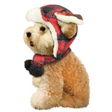 Vibrant Life Pet Beanie Hat and Bandana Set for Dogs and Cats Plaid Sweater Knit